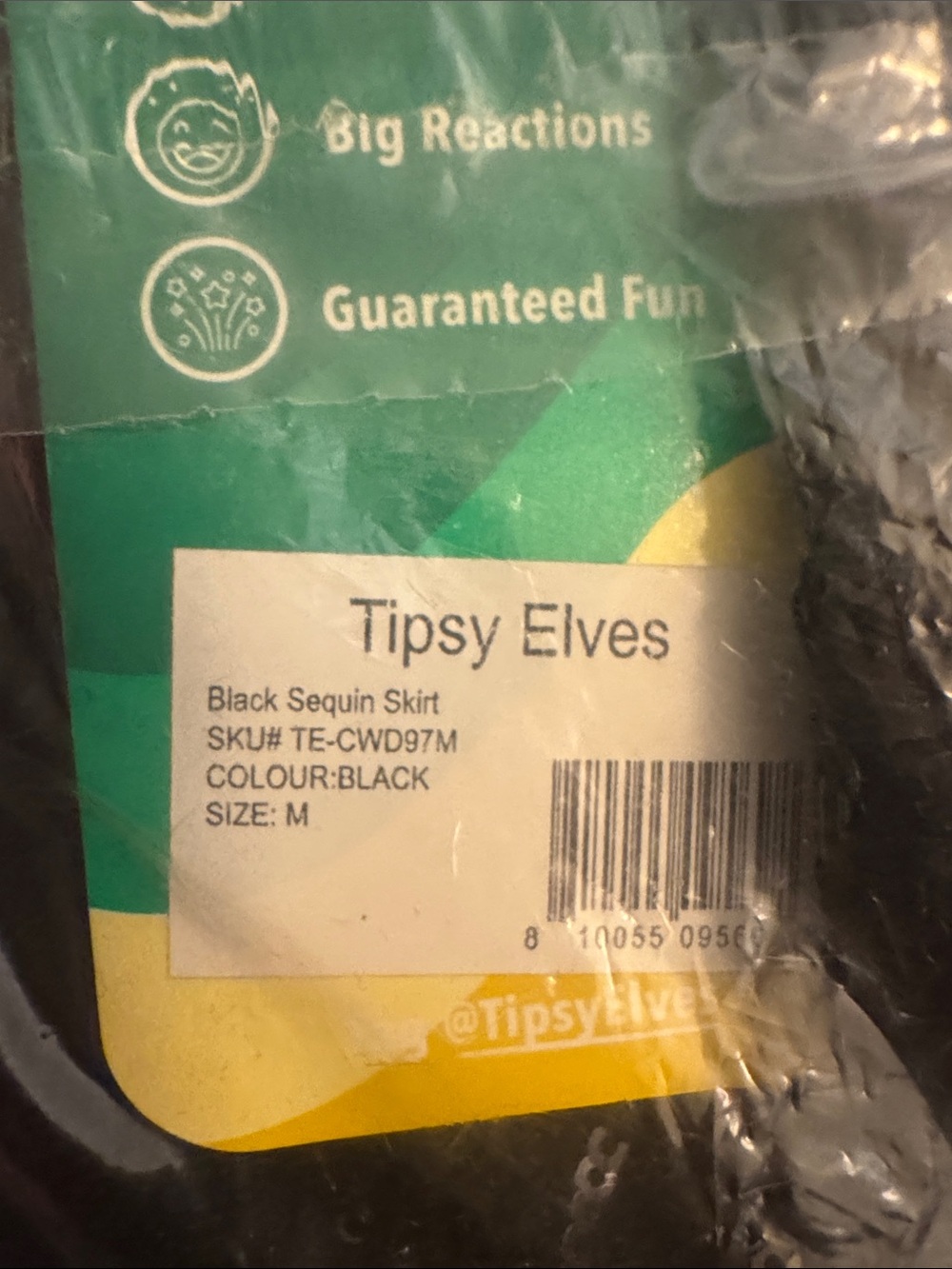 TIPSY ELVES BLACK SEQUIN SKIRT Size M - Picture 4 of 4